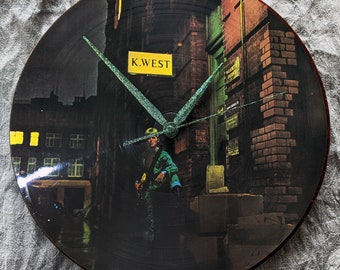 David Bowie Record Clock: Vintage 1984 "Ziggy Stardust" 12 inch vinyl picture disc with custom glitter hands & hand painted box by TIME WARP