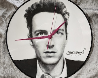 Joe Strummer Clock : "Junco Partner" 12 inch vinyl picture disc with custom glitter hands & hand painted box by TIME WARP