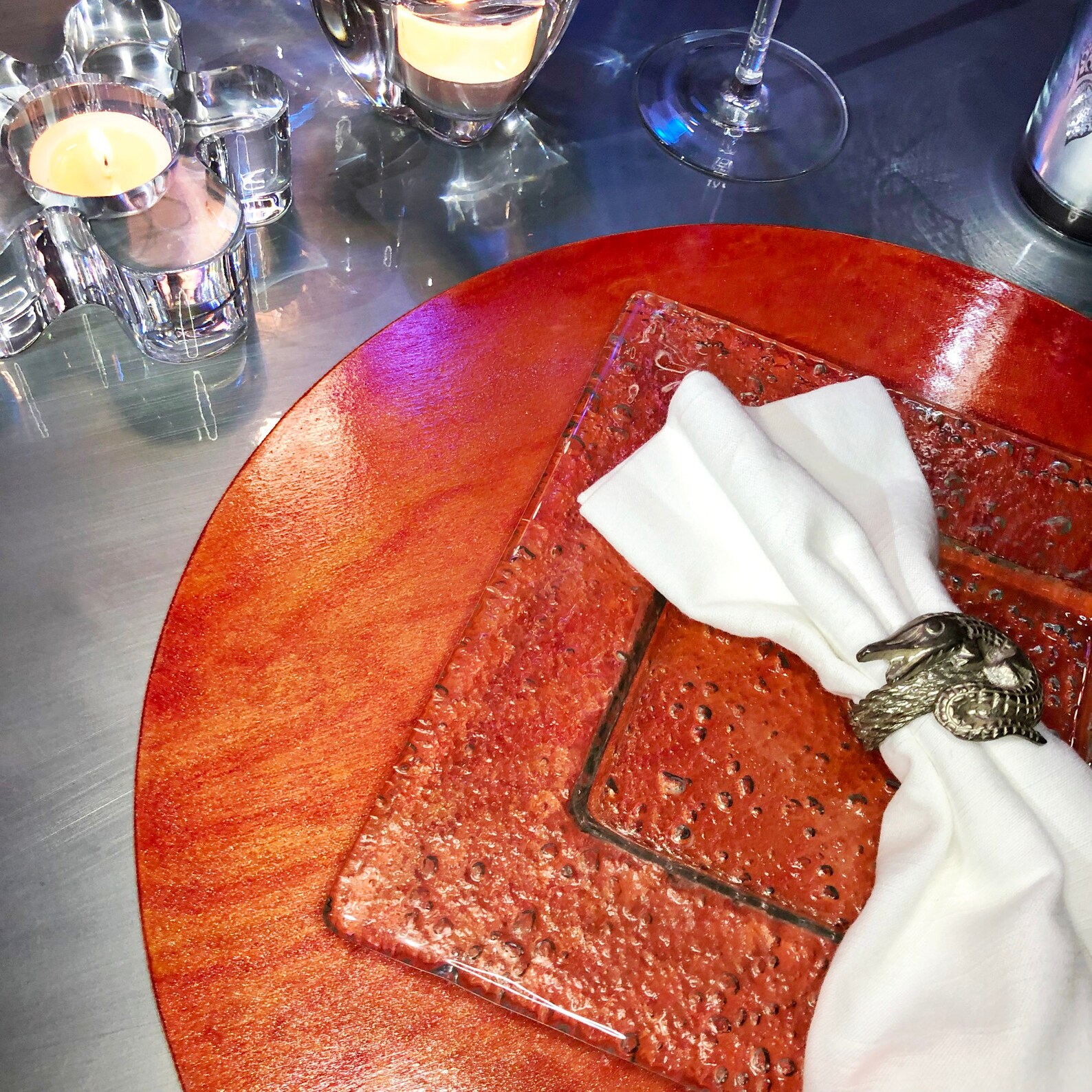 Tangerine Orange Wood Chargers / Round Placemats Shimmering Etsy