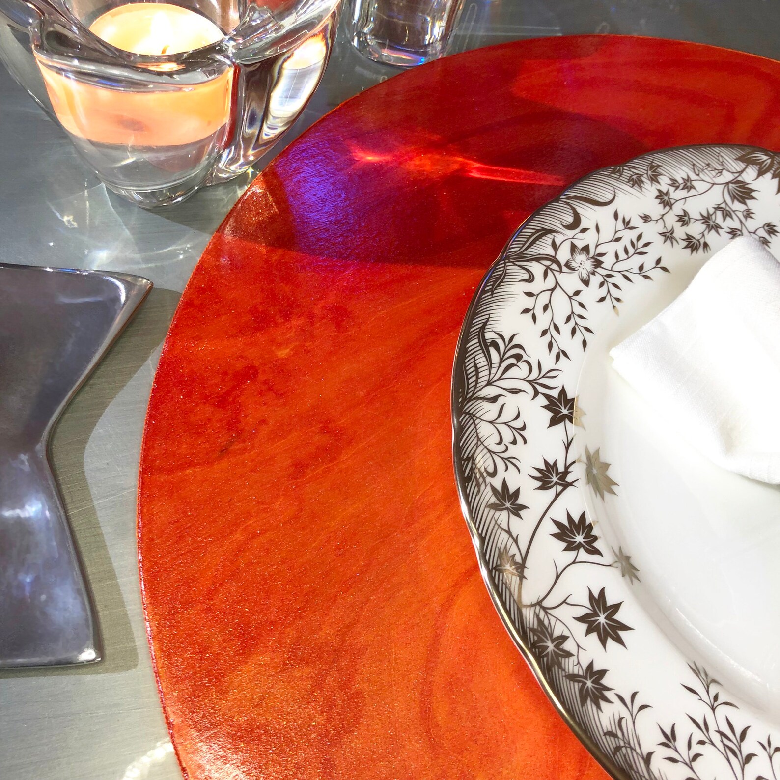Tangerine Orange Wood Chargers / Round Placemats Shimmering Etsy