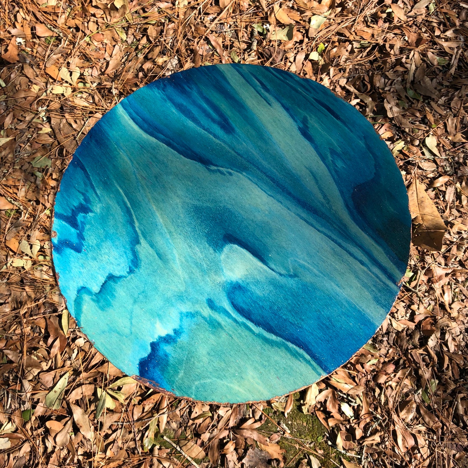 Turquoise Wood Chargers / Round Placemats Shimmering Gloss Etsy