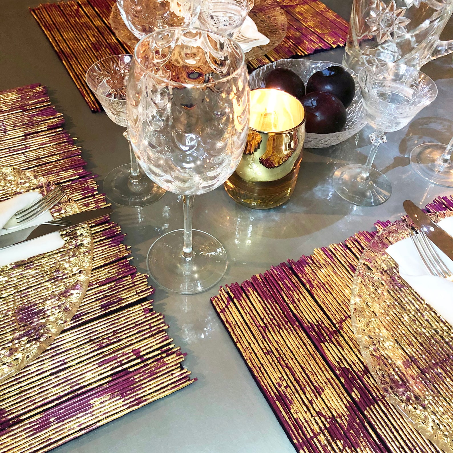 Gilded Plum Placemats Handmade of Natural Bamboo Gold Leaf Etsy