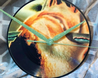 Peter Gabriel Record Clock : Vintage 1982 7 inch picture disc with custom glitter hands & hand painted box by TIME WARP