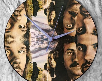 Styx Record Clock : Vintage Pieces of Eight 12 inch vinyl picture disc with custom glitter hands & hand painted box by TIME WARP