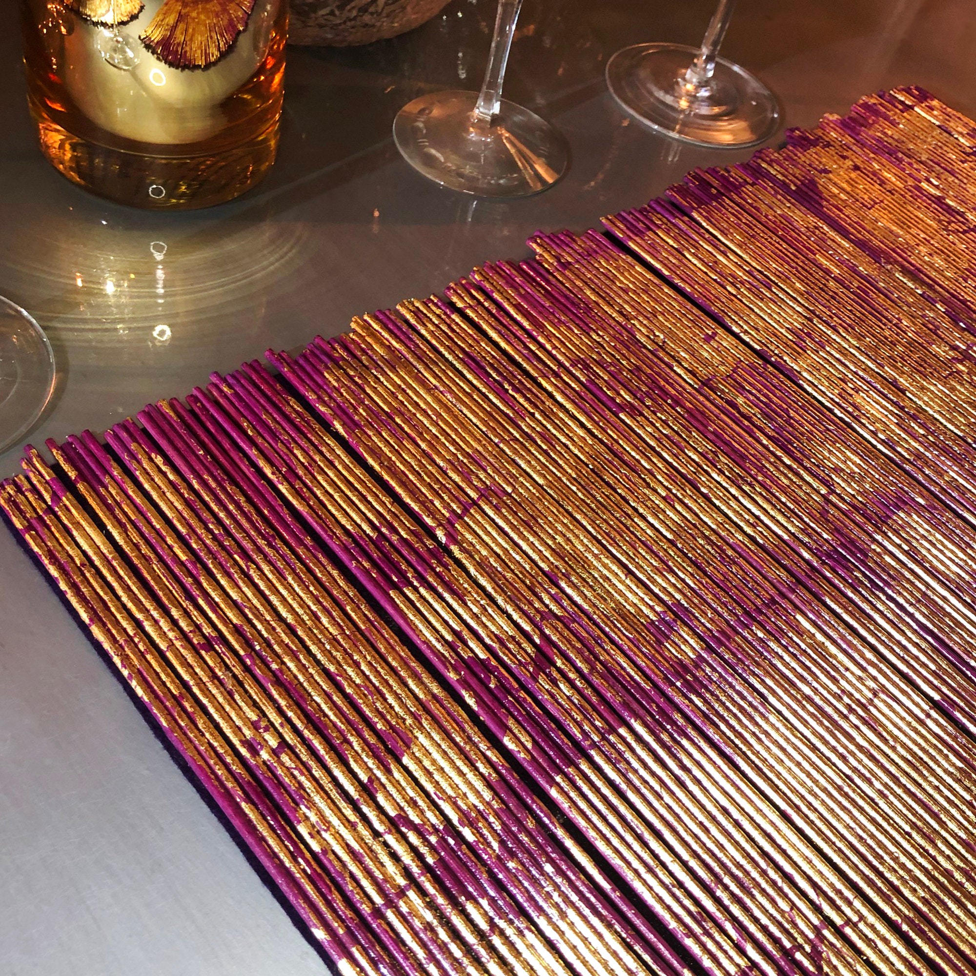 Gilded Plum Placemats Handmade of Natural Bamboo Gold Leaf Etsy