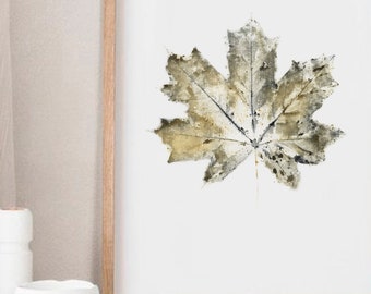 Fall Maple Leaf Watercolor Print, Autumn Wall Art (Digital Download)
