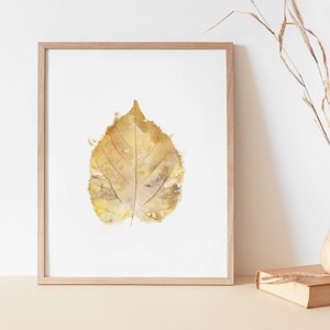 Printable Linden Leaf, Fall Leaf Print, Download Autumn Leaf, Digital Linden Artwork, Watercolor Leaf Wall Art, Download Yelloy Fall Leaf