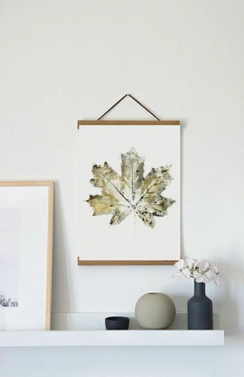 Fall Watercolor Leaf Wall Art, Autumn Poster, Maple Leaf Print