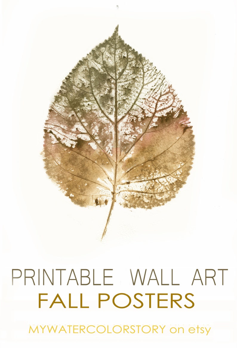 Watercolor Autumn Leaf Art Print,digital Tree Leaf Print, Fall Wall Art