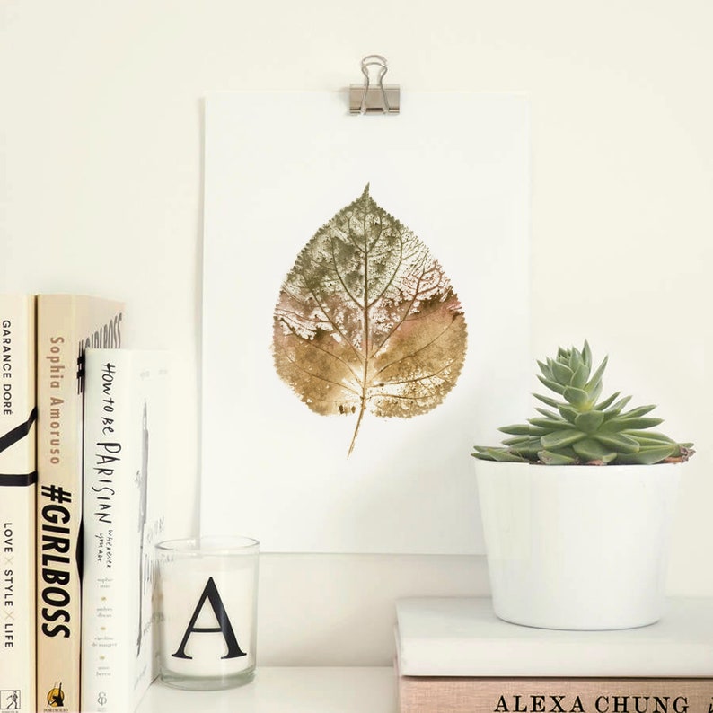 Watercolor Autumn Leaf Art Print,digital Tree Leaf Print, Fall Wall Art