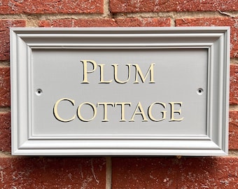 Custom traditional hand painted grey framed house name sign, personalised