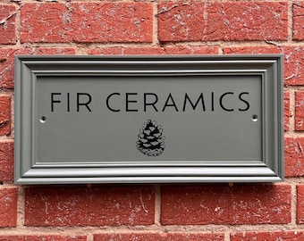 Hand Painted House Name Sign, Farrow and Ball Green Smoke