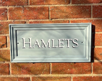Framed House Name Sign, Farrow and Ball Oval Room Blue