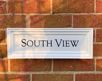 Custom hand painted traditional house name sign: Farrow and Ball's Wimborne White