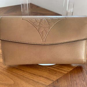 Cartera Rolfs vintage de piel marrón topo y funda para chequera / Cartera de mujer / Vintage años 70, 80 y 90