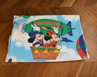 Drap plat pour lit simple Disney Mickey Mouse vintage des années 1970 par Pacific