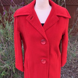 Vintage Red Wool Coat / Woman&#39;s Winter Jacket / Vintage 50s 60s 70s