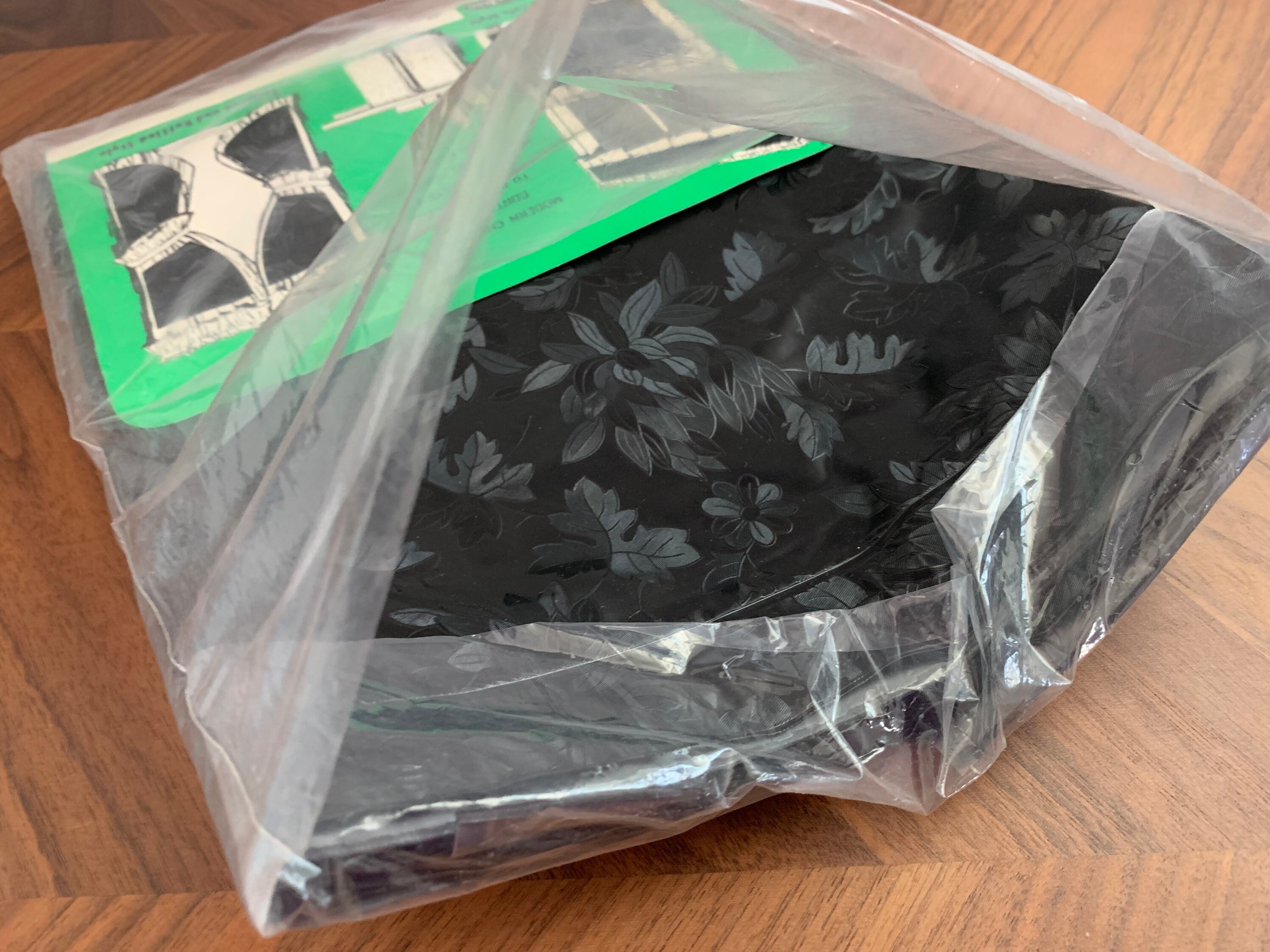 Vintage NOS 70s Black Vinyl Shower Curtain / NIP New in Package / Eden