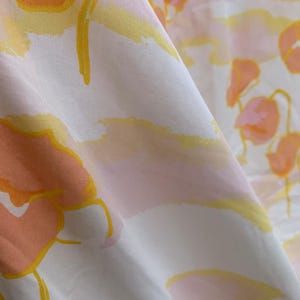 Lenzuolo con angoli vintage anni &#39;70 MCM floreale / Burlington Water Poppy / Papaveri pastello arancioni e rosa pesca