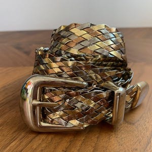 Statement Belt Buckle Metal Woven Gold Silver  Belt Metallic Handmade Unique Statement Metal Belt Buckle Woven Belt Metallic Copper  main image 3