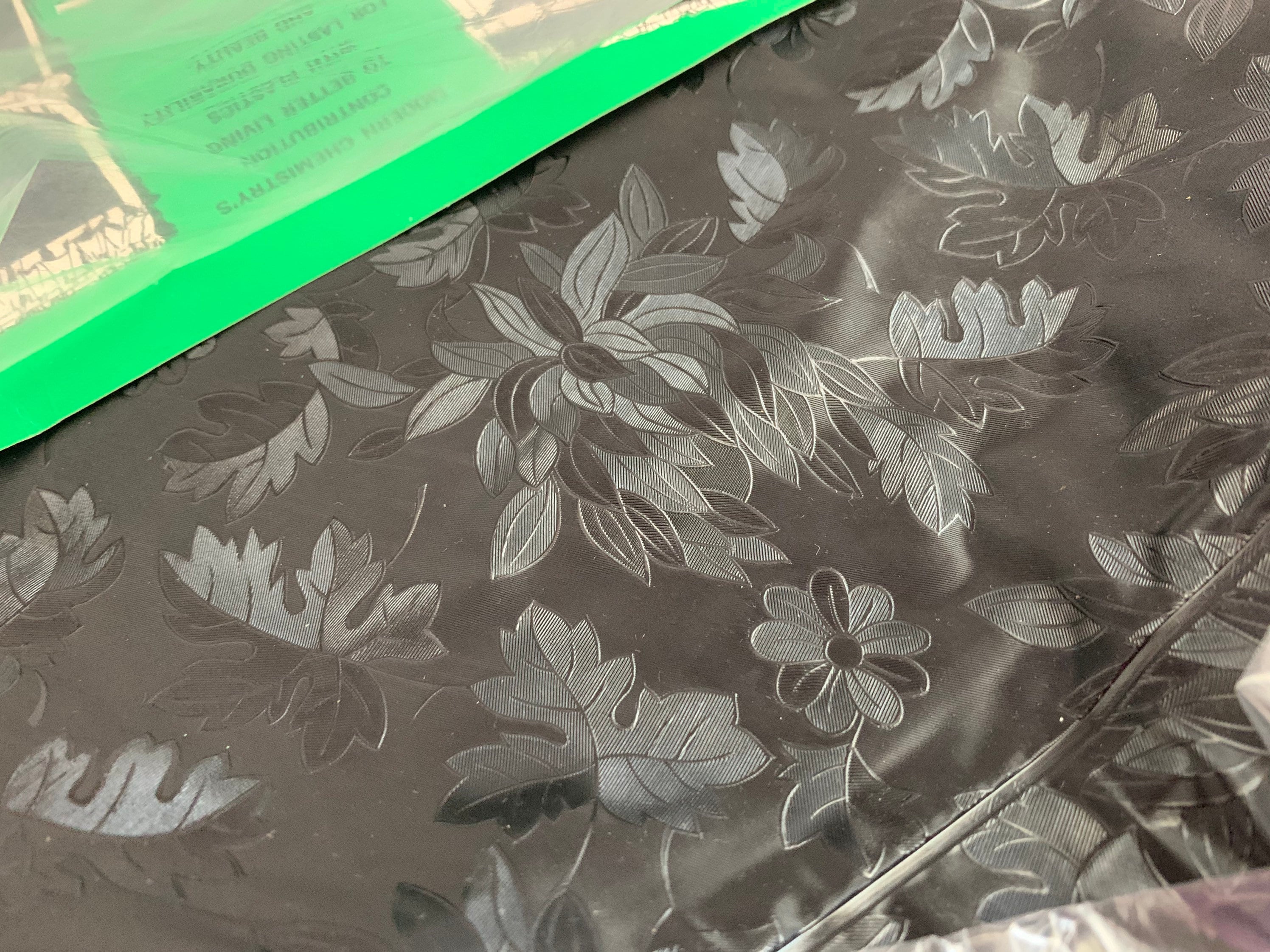 Vintage NOS 70s Black Vinyl Shower Curtain / NIP New in Package / Eden