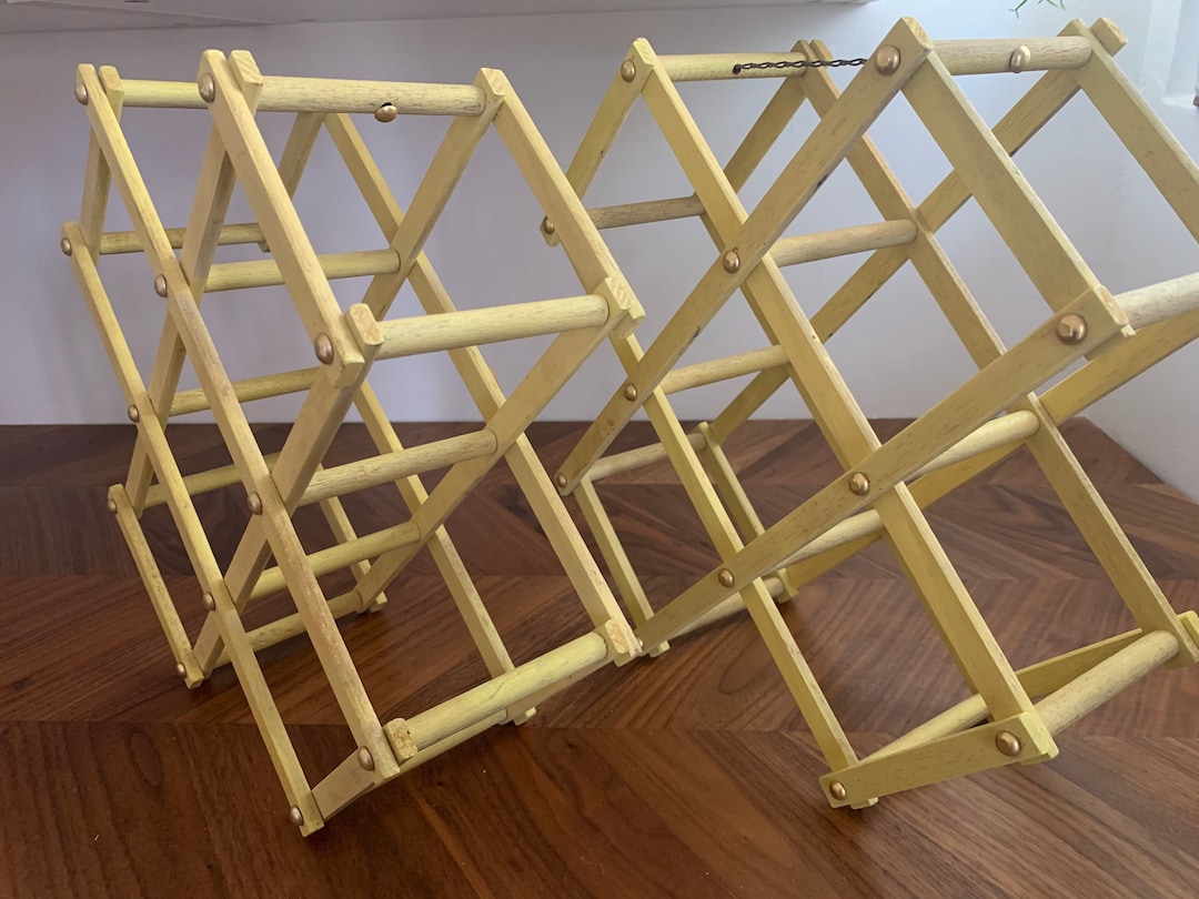 70s Yellow Folding Shelves or Wine Racks / Set of 2 / Kitchen Organizer ...