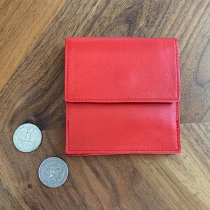 Vintage 1970s Robinson&#39;s Leather Wallet or Coin Purse / Lipstick Red with Gold Detail / Made in Italy