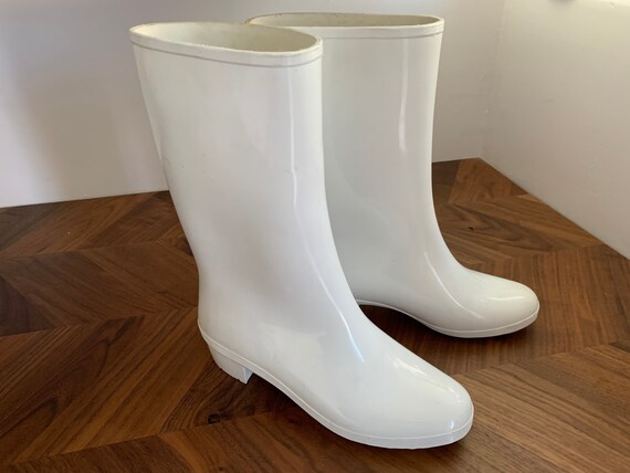 Vintage 70s 80s White Rubber Vimod Rain Boots / Wo