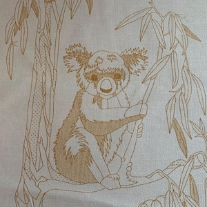 Vintage Sunset Stitchery Needlepoint Fabric &quot;Koala&quot; 70s Crewel Wall Hanging 2425