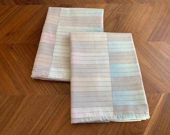 80s Geometric Pastel Pillowcases - Wamsutta Set of 2 - Vintage Retro
