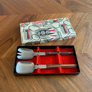 Vintage MCM K.G.G. Rostfrei Spoon and Fork / German Stainless Steel Serving Utensil Flatware