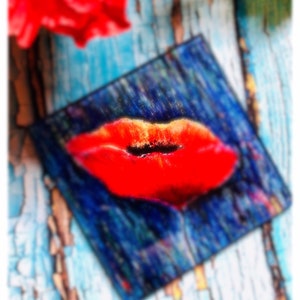 Red Poppy Glass Coaster, Handmade Floral Art, Hostess Gift