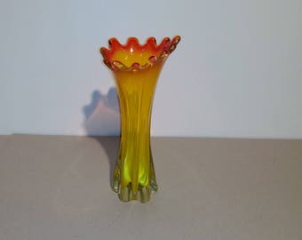 Vintage Glass Vase /  70's Mid Century