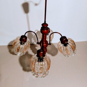 Midcentury Ceiling Lamp / Four Arm Chandelier / Pendant Light / 70s Yugoslavia