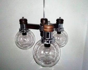 Vintage Ceiling Lamp / Three Bulb Chandelier / Hanging Lamp/ Pendant Light / Lightning/ 70s Yugoslavia
