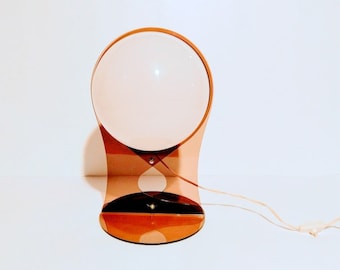 Vintage Harvey Guzzini Lamp/Space Age/White Globe Table Lamp/70s  Meblo Bedside Lamp