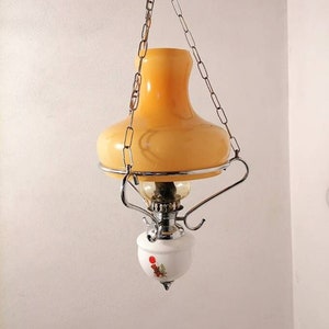 Vintage Pendant Lamp / Glass Chandelier / Vintage Lightning/Hanging Light / Mid Century Light / Bright Brown Glass Light/ 70s / Yugoslavia