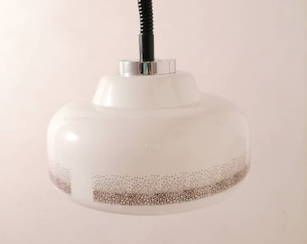 Vintage glaslampa / glaspendellampa / belysning / justerbar taklampa / vit ljuskrona / hängande lampa / Jugoslavien / 70-tal