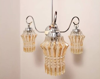 Vintage bliksem / Three Arm Tear Drops Light / Hanging Light / Retro Plafondlamp / Hanglamp / 70s /Joegoslavië