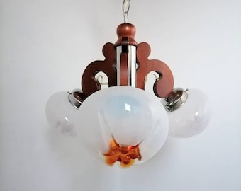 Vintage Ceiling Lamp / Three Bulb Chandelier / Hanging Lamp/ Pendant Light / Retro Lightning/ 70s Yugoslavia