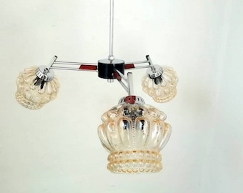Candeeiro de teto vintage / Lustre de três lâmpadas / Candeeiro suspenso / Luz pendente / Iugoslávia dos anos 70