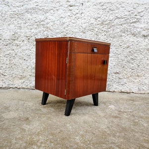 Vintage Bedside Table/ Mid Century/ Nightstand Storage/ Retro Night Table/ Storage Tables/ Wooden Nightstand/ Yugoslavia/ 70s