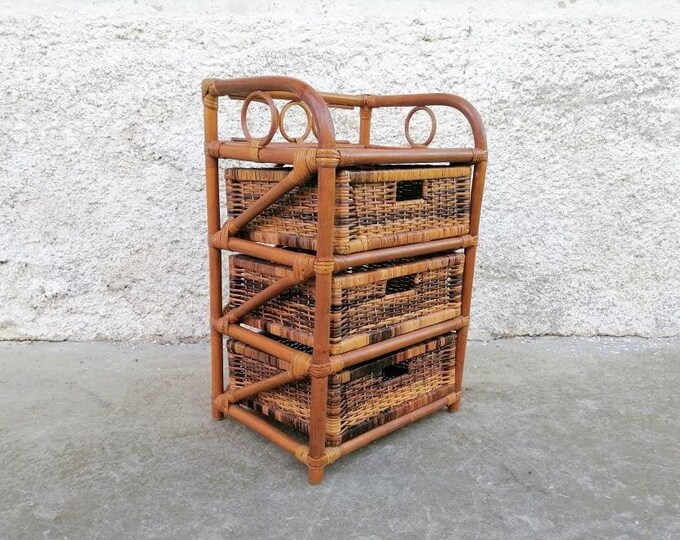 Vintage Rattan Bedside Table/ Rattan Dresser/ Wicker Etsy