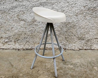 Tabouret de bar en plastique rétro / chaise de bar italienne / tabouret Sintesi / Marcelo Ziliani Design / Chaise de bar blanche / Meubles rétro / 90s / Italie