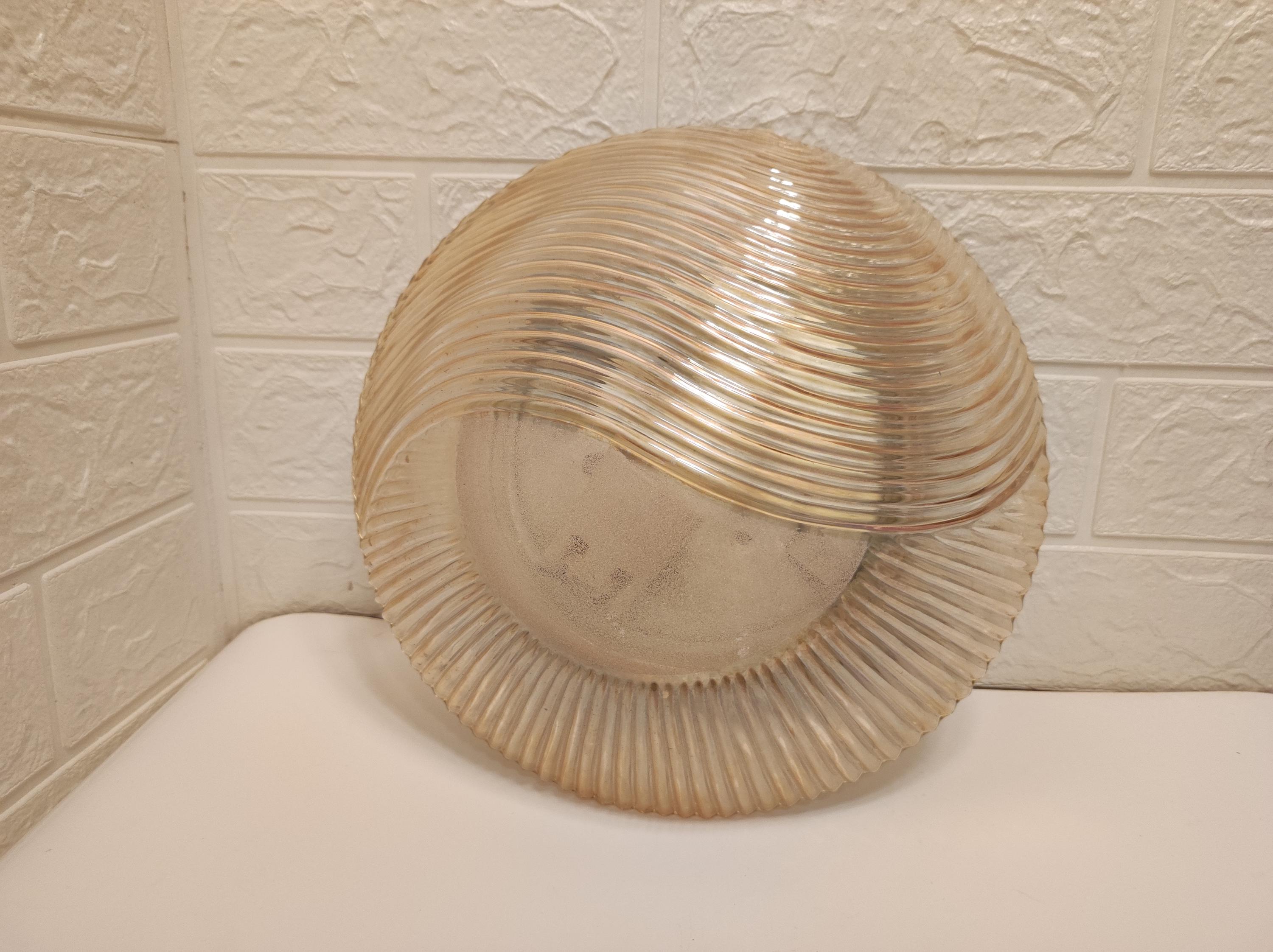Vintage Glass Wall Sconce: Retro Golden Plafoniere, Yugoslavia