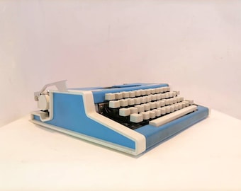 Vintage Typewriter / Typewriter With Box/ Unis tbm de Luxe Typewriter /Unis tbm de Luxe Typewriter / 70's / Yugoslavia / Blue Typewriter