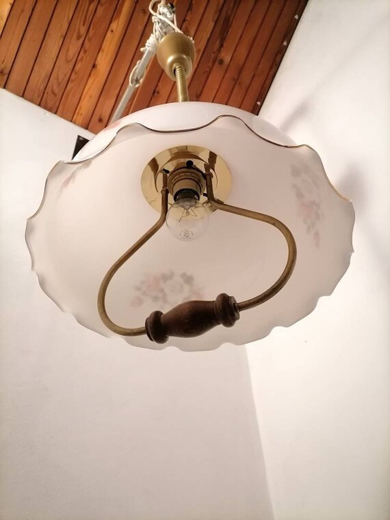 Vintage Adjustable Ceiling Light Glass Pendant Light White