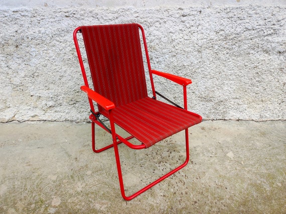 Vintage Picnic Chair Retro Chair Canvas Chair Metal Folding Compact Chair old Red Chair folding Chair Beach Chair Folding Chair 70 Etsy UK