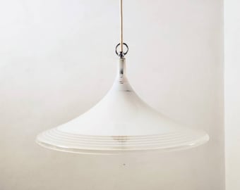 Vintage Small Meblo Ceiling Light / Hanging Light/ White Plastic Meblo Light/ Pendant Lamp / Meblo Yugoslavia / 70s /Trumpet Lamp