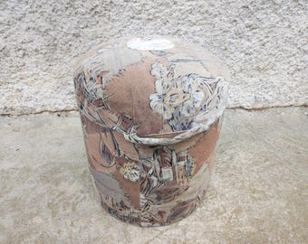 Vintage Cushion Stool /Mid Century Modern Ottoman/ Retro Textile Ottoman / Vintage Furniture/ Foot Stool/ Modern Ottoman / 90s